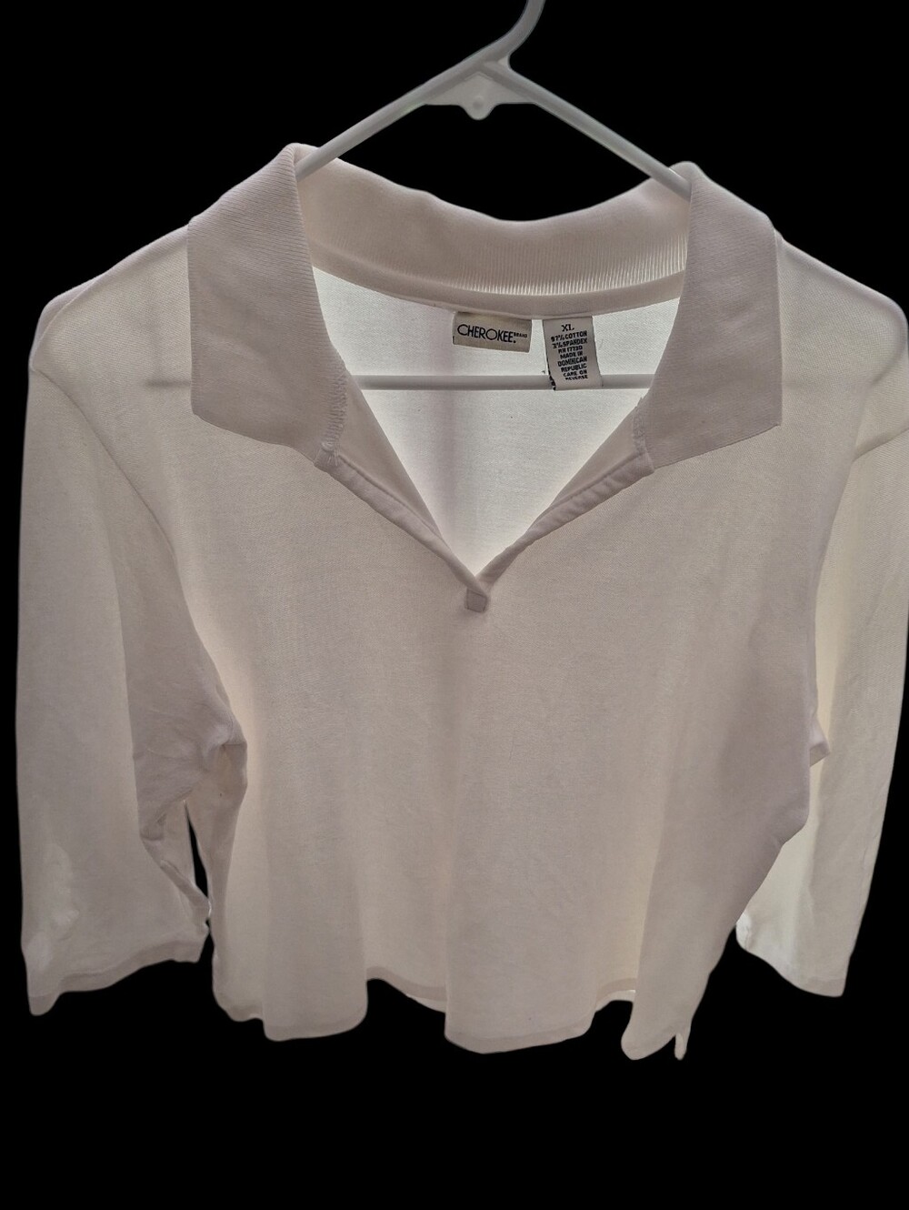 Cherokee White Cropped Polo Shirt Size XL